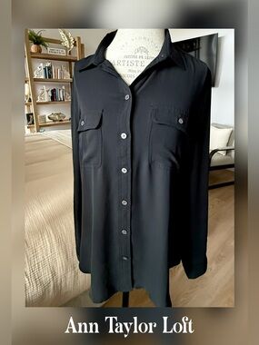 NWOT LOFT Ultra Sheer Black Blouse